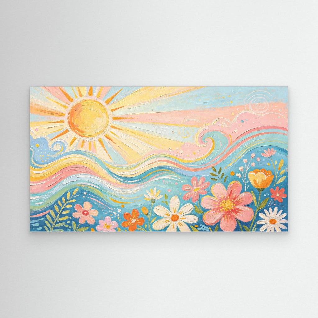 Azure Breeze & Petals Canvas Wall Art