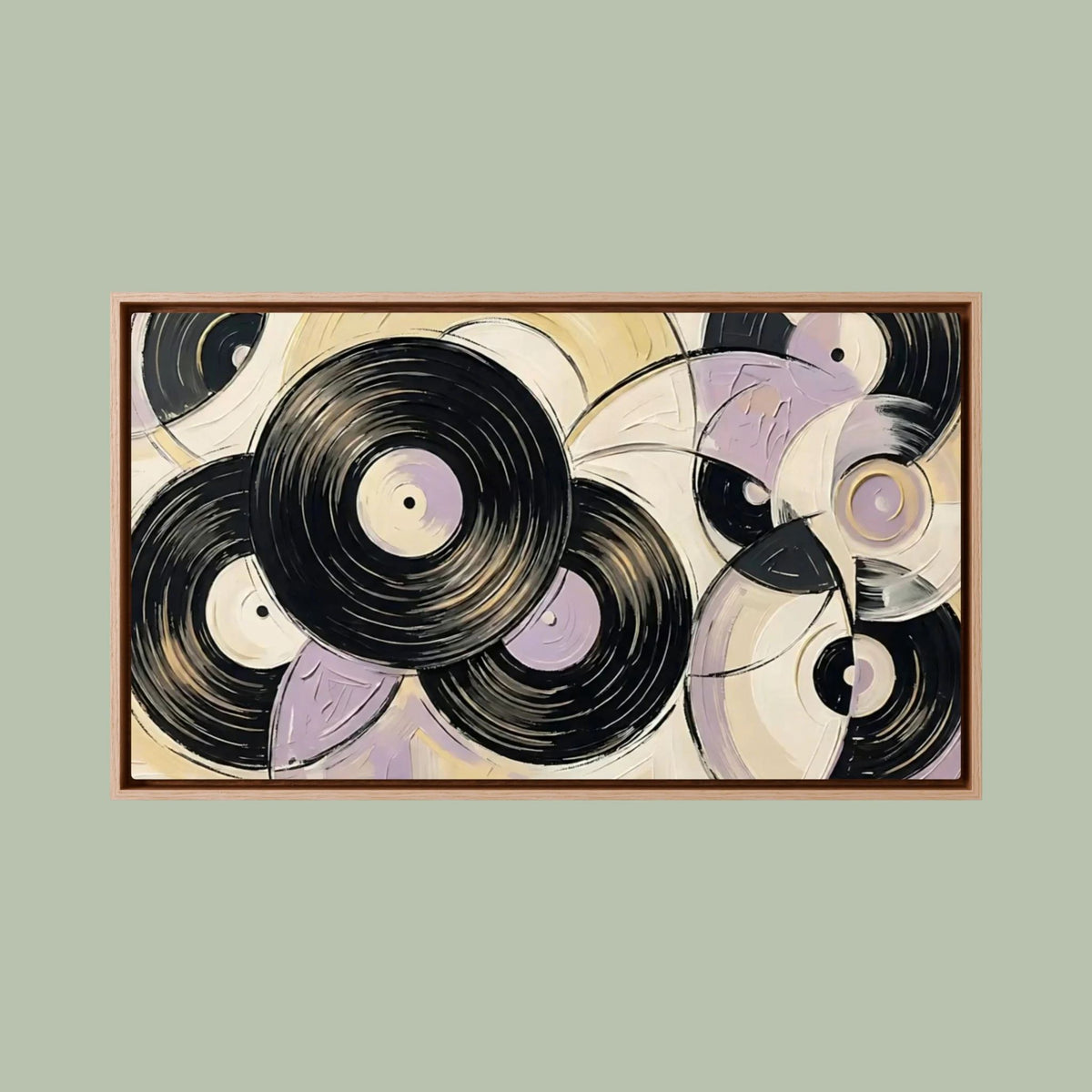vinyl purest yellow & mauve canvas wall art ( usa frames )
