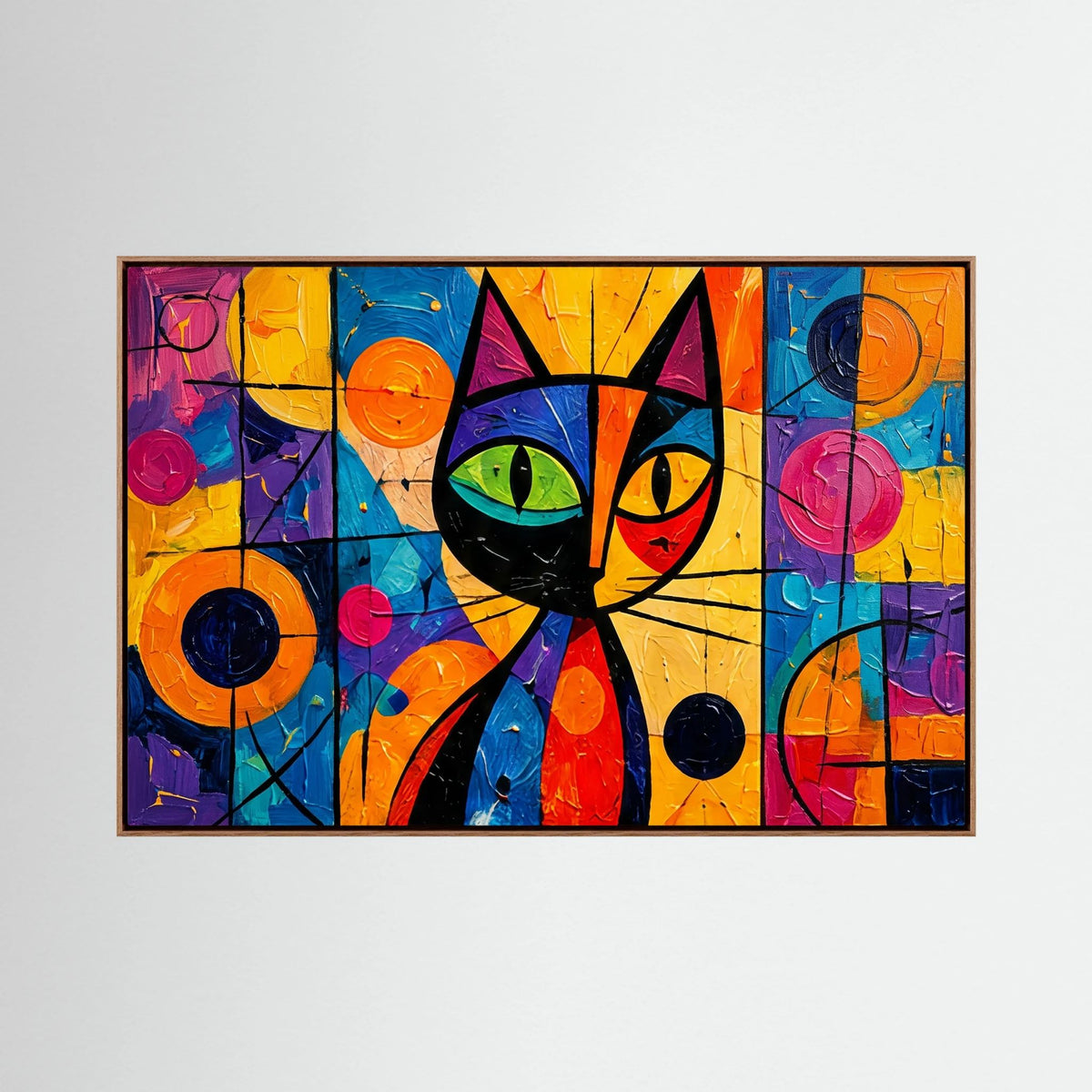 Stained Glass Whisker - Modern Abstract Picasso style Cat Canvas Wall Art - Copy
