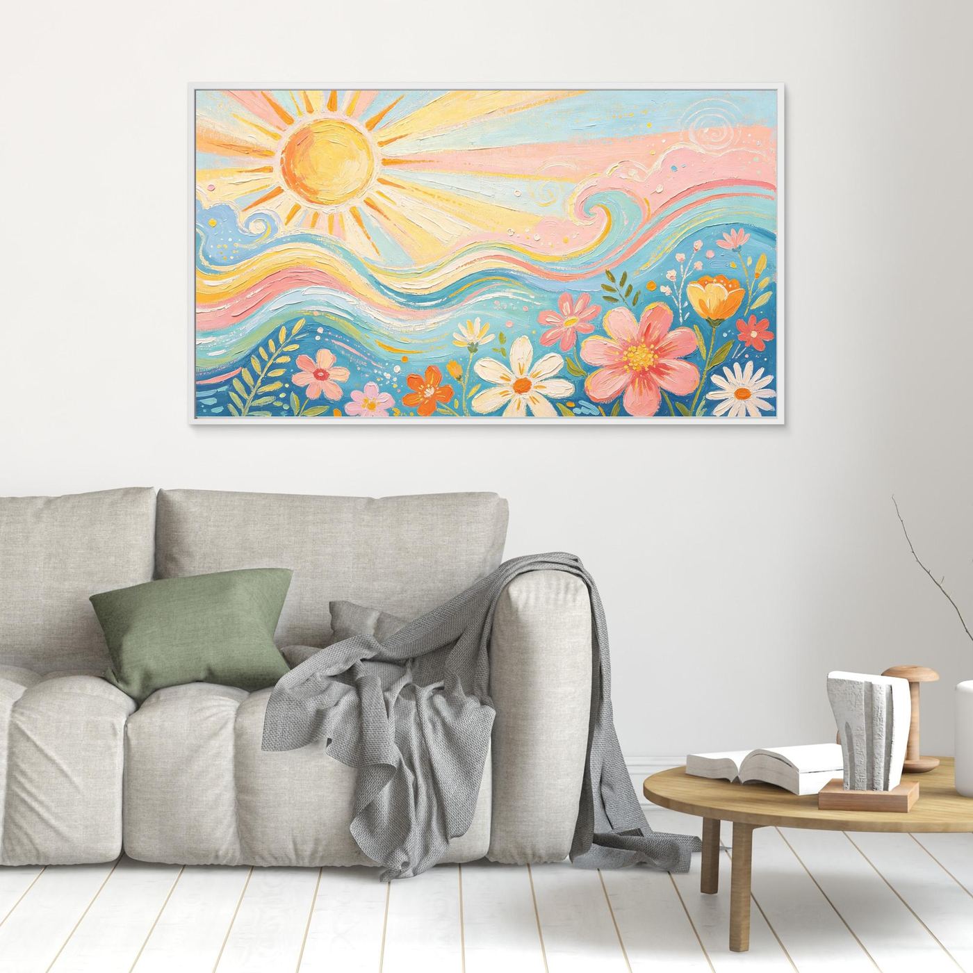 Azure Breeze & Petals Canvas Wall Art
