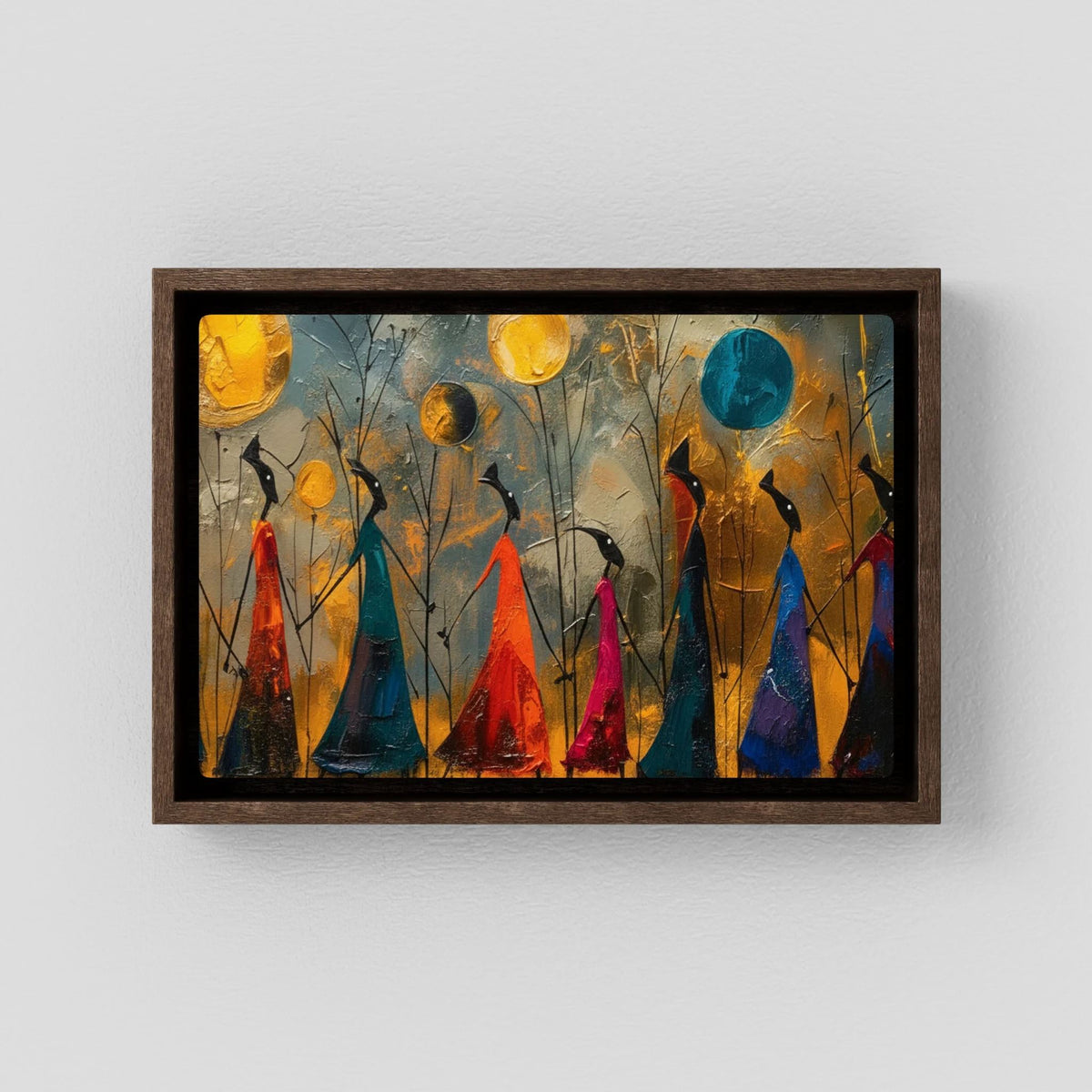 Stylized Silhouettes Tribal African Canvas Art