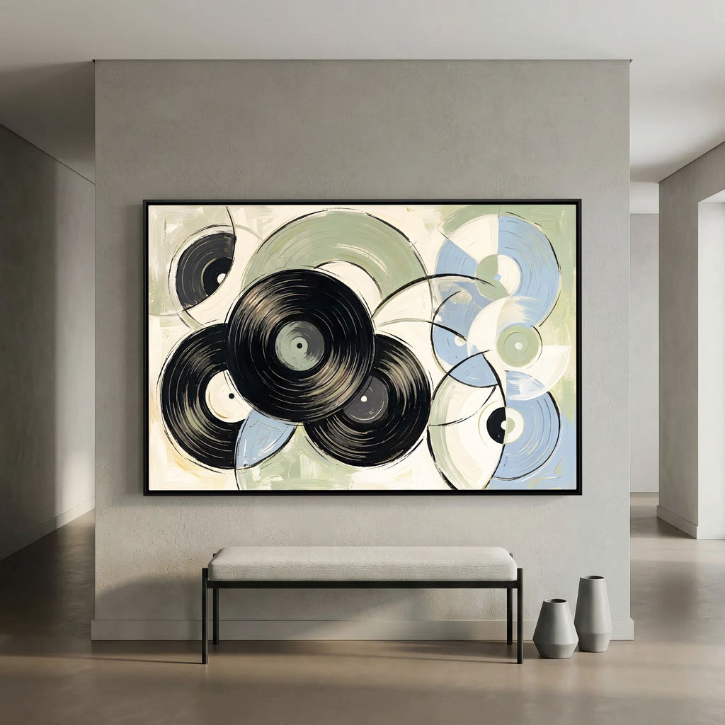Vinyl Purest Blue & Sage Vinyl Record canvas Wall Art ( usa )