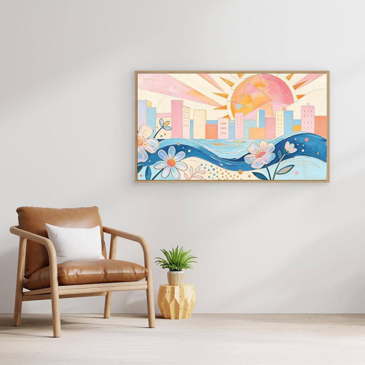 Pastel Azure Petals Canvas Wall Art