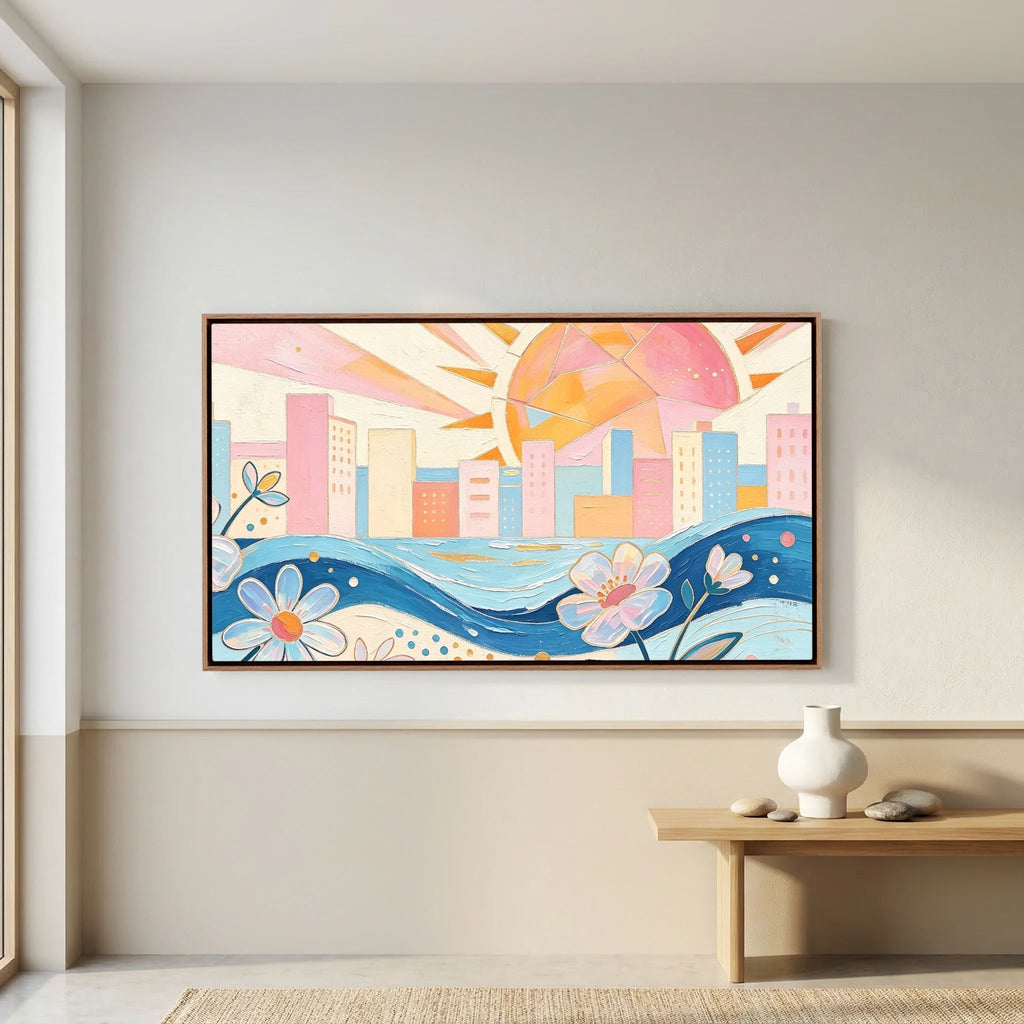 Pastel Azure Petals Canvas Wall Art