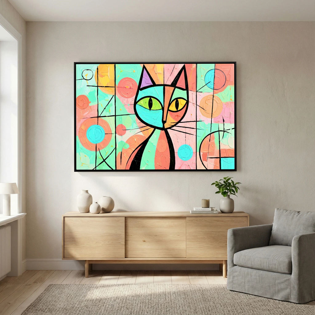 Stained Glass whiskers' 2 - Modern Abstract Picasso Style Canvas Art - Copy
