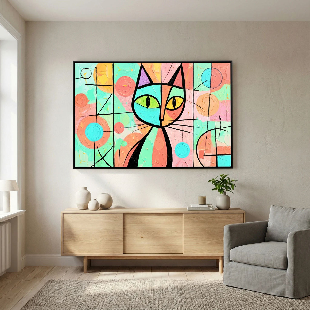 Stained Glass whiskers' 2 - Modern Abstract Picasso Style Canvas Art - Copy