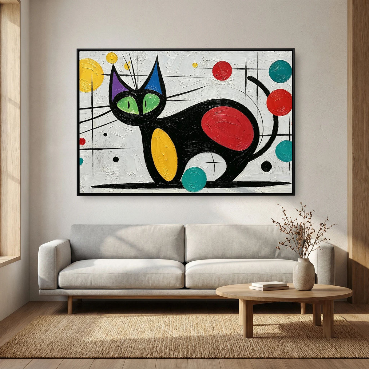 Atomic Feline Red/Yellow Canvas wall Art