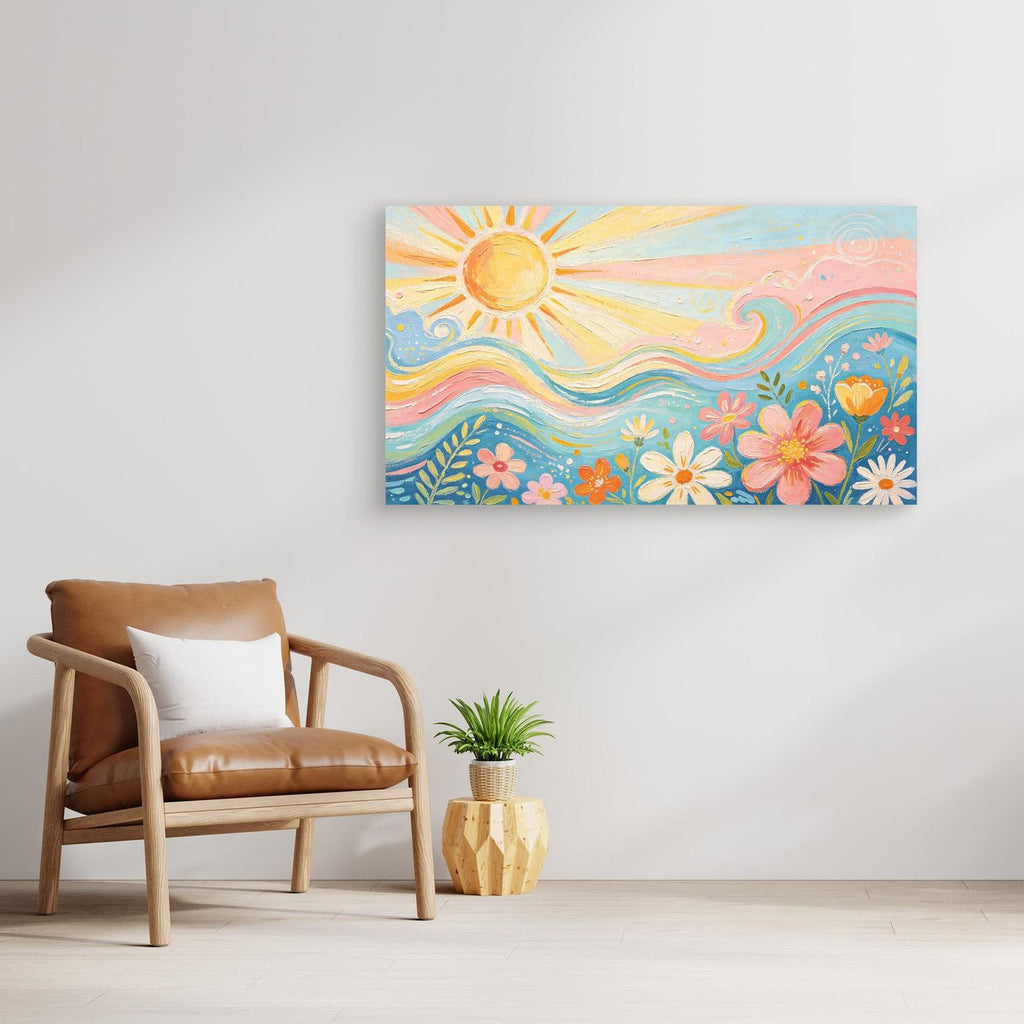 Azure Breeze & Petals Canvas Wall Art