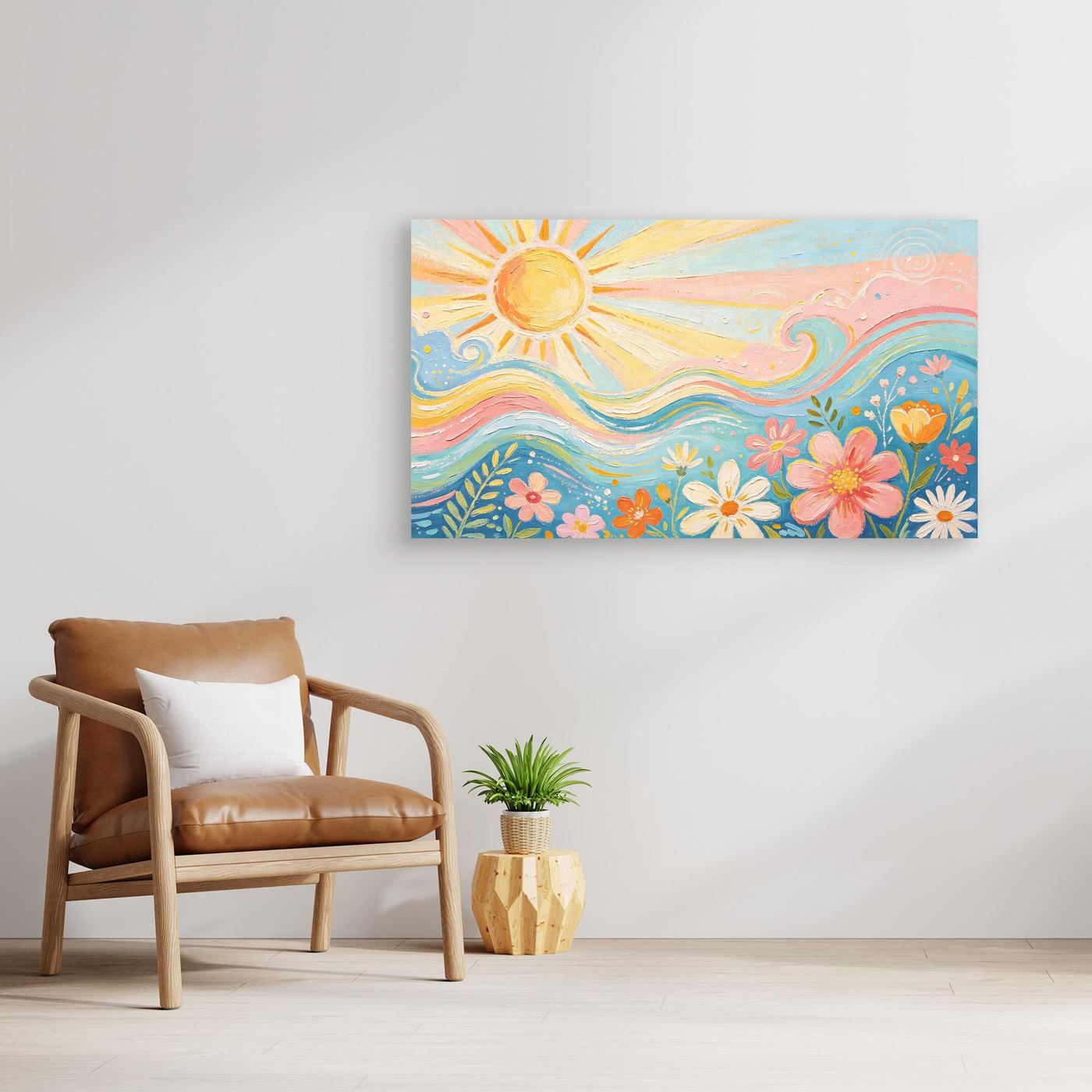 Azure Breeze & Petals Canvas Wall Art