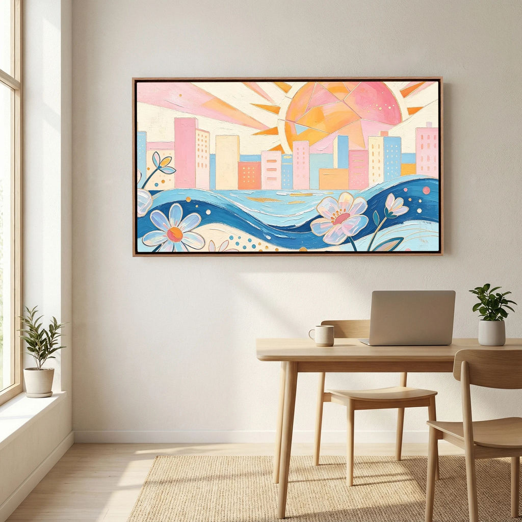 Pastel Azure Petals Canvas Wall Art