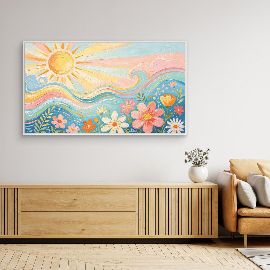 Azure Breeze & Petals Canvas Wall Art