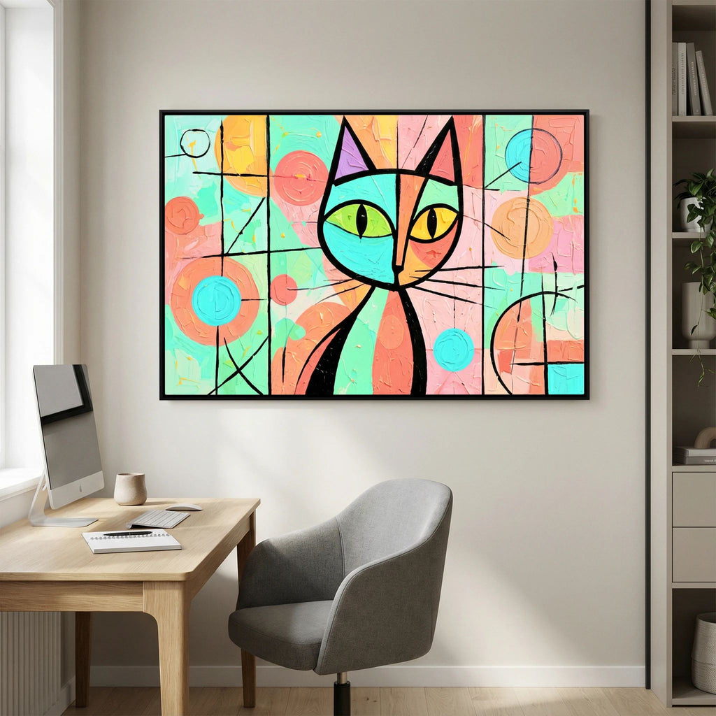 Stained Glass whiskers' 2 - Modern Abstract Picasso Style Canvas Art - Copy