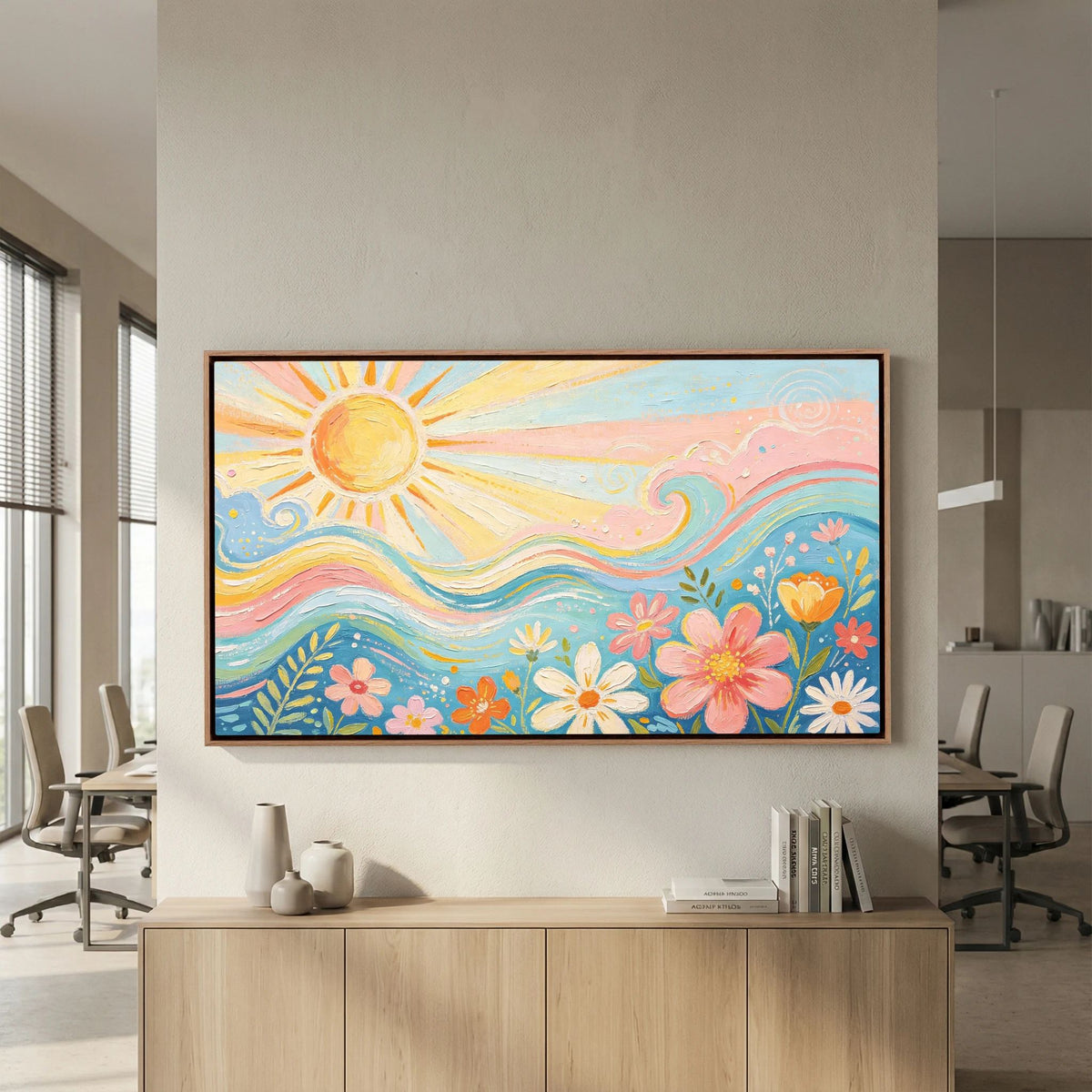 Azure Breeze & Petals Canvas Wall Art
